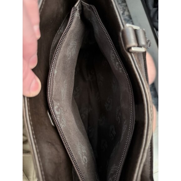 Vintage Brown Leather Tote Bag With Top Handles, Pockets, Crossbody Strap - Picture 7 of 8